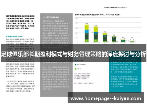 足球俱乐部长期盈利模式与财务管理策略的深度探讨与分析